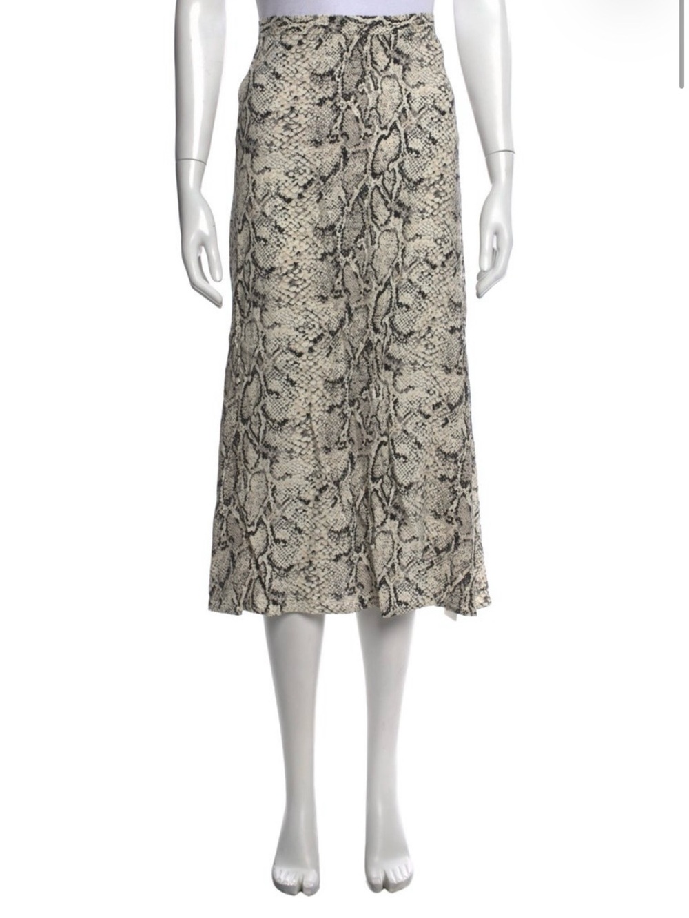 Reformation Snake Print Midi Skirt - Cream/Gray size 0